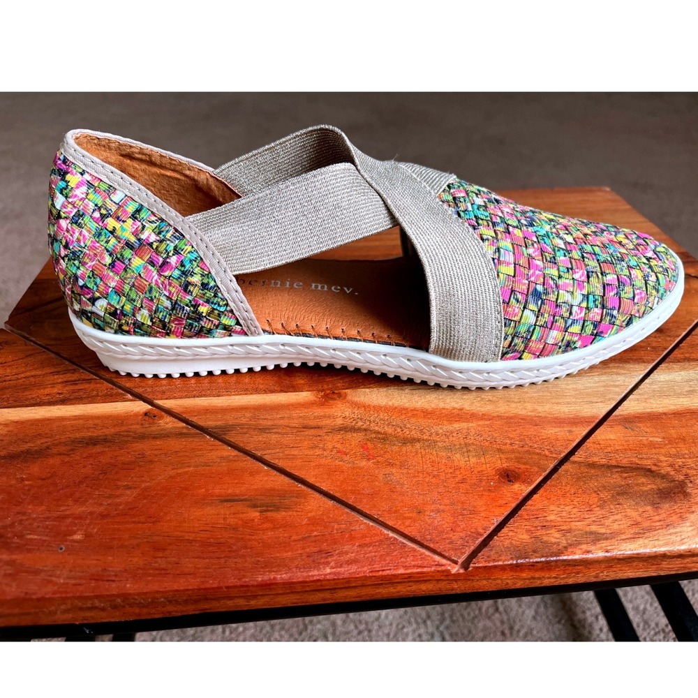 Bernie Mev Womens Multicolor Woven Elastic Crisscross Strap Slip On Shoes S 38/7
